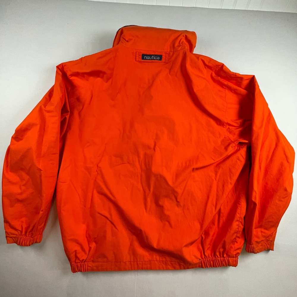 VTG Nautica Reversible Colorblock Windbreaker Jacket Hood Orange Blue Large - Picture 12 of 12